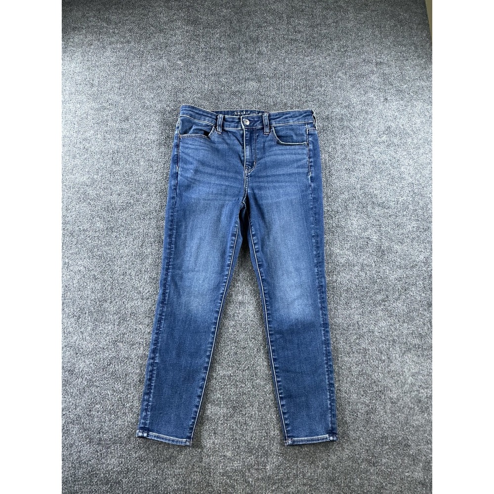 American Eagle Next Level Stretch Skinny Jeans Medium Wash Blue Size 10 X-Short